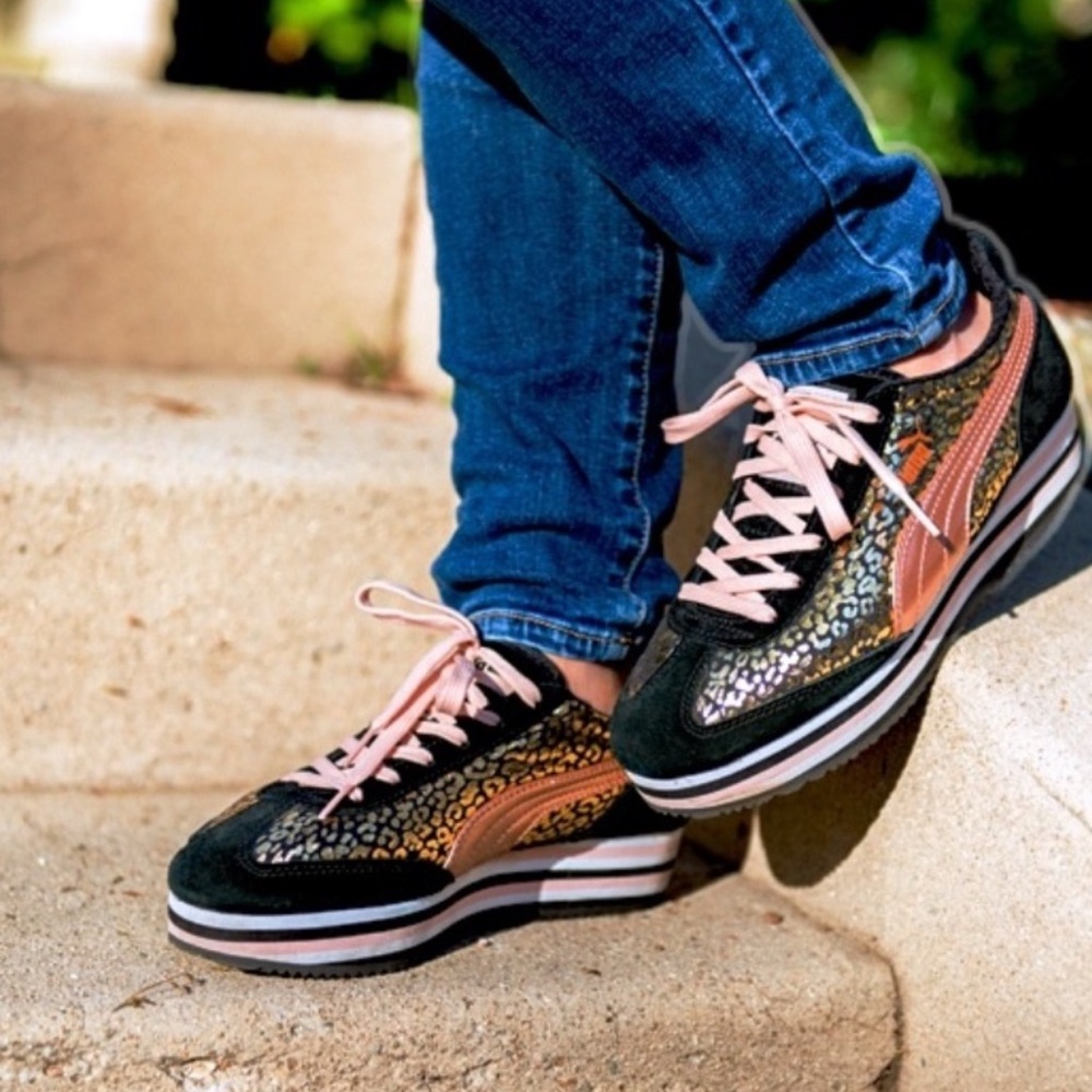 Sf77 Puma Rose Gold Animal Stacked Platform Sneaker